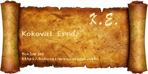 Kokovai Ernő névjegykártya