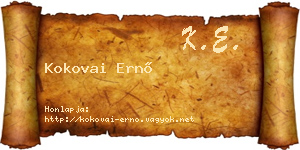 Kokovai Ernő névjegykártya